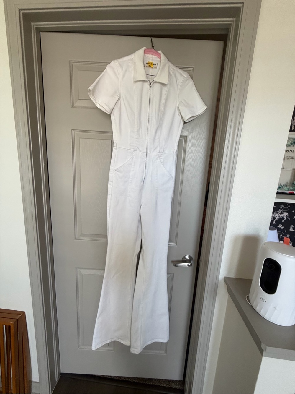 We The Free White Short-Sleeve Zip Jumpsuit